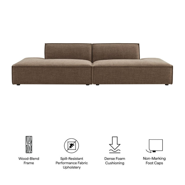 Modway Furniture Restore Modular 2 Piece Loveseat with Performance Fabric and Pocket Coil Cushions Mocha EEI-7423-MOC