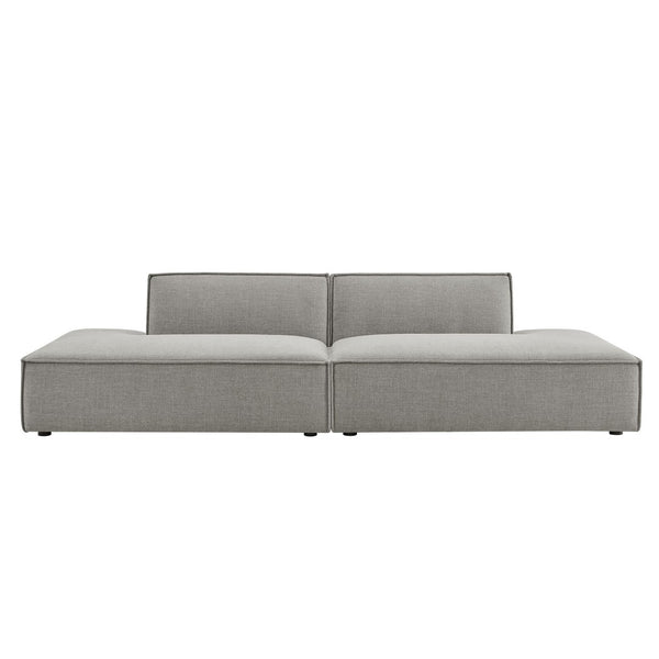 Modway Furniture Restore Modular 2 Piece Loveseat with Performance Fabric and Pocket Coil Cushions Pewter EEI-7423-PEW