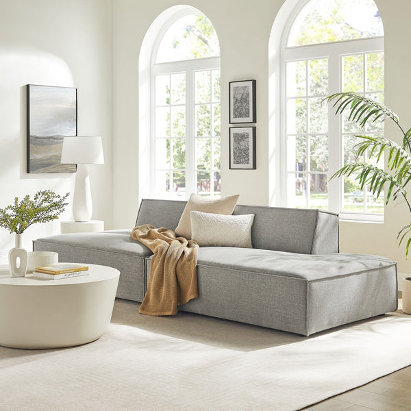 Modway Furniture Restore Modular 2 Piece Loveseat with Performance Fabric and Pocket Coil Cushions Pewter EEI-7423-PEW