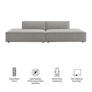 Modway Furniture Restore Modular 2 Piece Loveseat with Performance Fabric and Pocket Coil Cushions Pewter EEI-7423-PEW