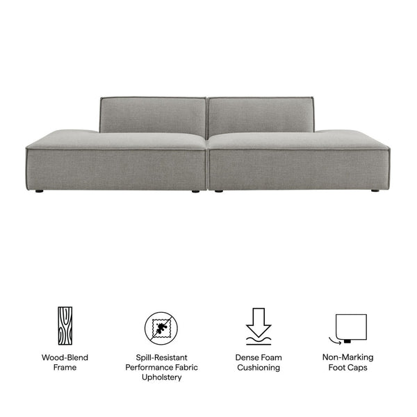 Modway Furniture Restore Modular 2 Piece Loveseat with Performance Fabric and Pocket Coil Cushions Pewter EEI-7423-PEW