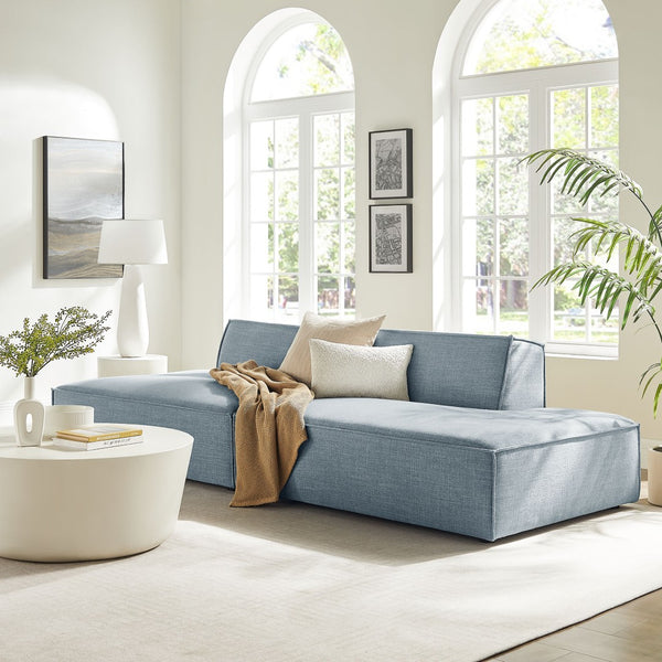 Modway Furniture Restore Modular 2 Piece Loveseat with Performance Fabric and Pocket Coil Cushions Sky EEI-7423-SKY