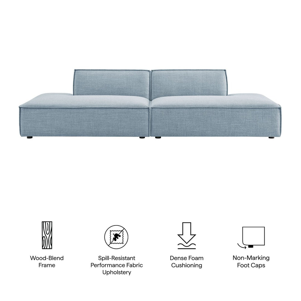 Modway Furniture Restore Modular 2 Piece Loveseat with Performance Fabric and Pocket Coil Cushions Sky EEI-7423-SKY