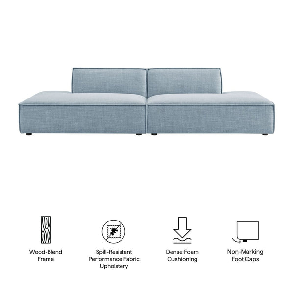 Modway Furniture Restore Modular 2 Piece Loveseat with Performance Fabric and Pocket Coil Cushions Sky EEI-7423-SKY
