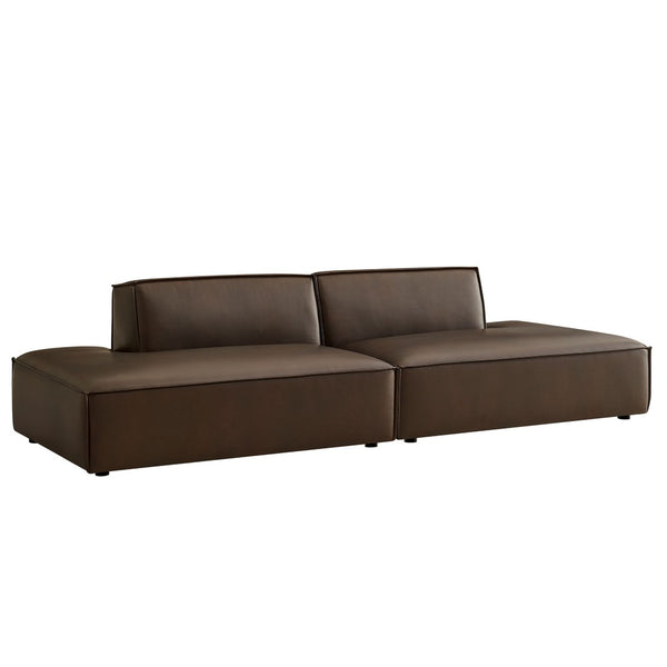 Modway Furniture Restore Modway Two Piece Vegan Leather Modular Loveseat with French Piping Detail Espresso EEI-7424-ESP