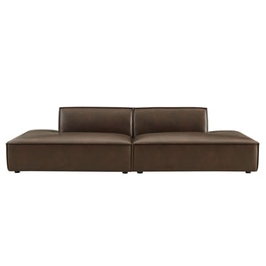 Modway Furniture Restore Modway Two Piece Vegan Leather Modular Loveseat with French Piping Detail Espresso EEI-7424-ESP