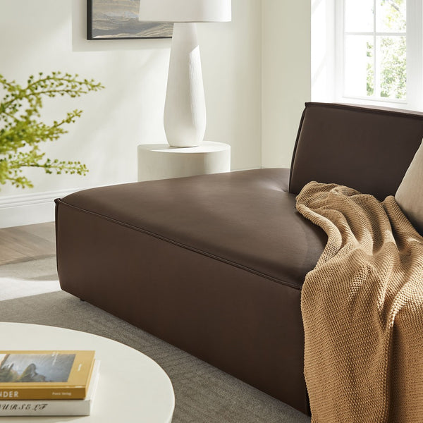 Modway Furniture Restore Modway Two Piece Vegan Leather Modular Loveseat with French Piping Detail Espresso EEI-7424-ESP