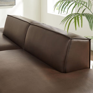 Modway Furniture Restore Modway Two Piece Vegan Leather Modular Loveseat with French Piping Detail Espresso EEI-7424-ESP
