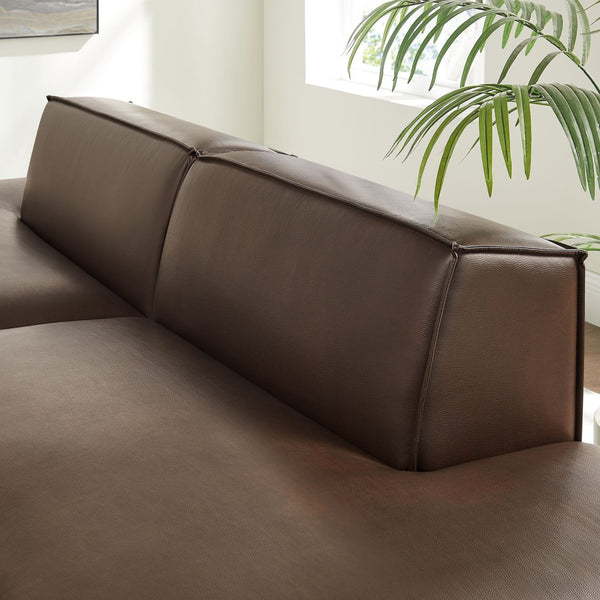 Modway Furniture Restore Modway Two Piece Vegan Leather Modular Loveseat with French Piping Detail Espresso EEI-7424-ESP