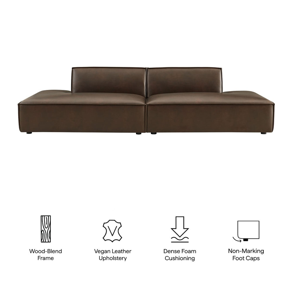Modway Furniture Restore Modway Two Piece Vegan Leather Modular Loveseat with French Piping Detail Espresso EEI-7424-ESP