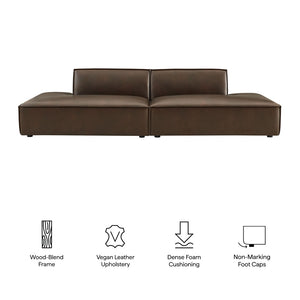 Modway Furniture Restore Modway Two Piece Vegan Leather Modular Loveseat with French Piping Detail Espresso EEI-7424-ESP