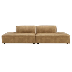 Modway Furniture Restore Modway Two Piece Vegan Leather Modular Loveseat with French Piping Detail Toast EEI-7424-TST