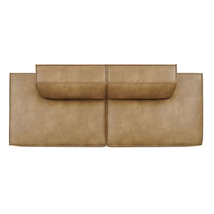 Modway Furniture Restore Modway Two Piece Vegan Leather Modular Loveseat with French Piping Detail Toast EEI-7424-TST