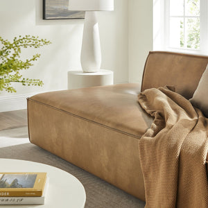 Modway Furniture Restore Modway Two Piece Vegan Leather Modular Loveseat with French Piping Detail Toast EEI-7424-TST