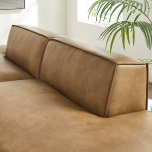 Modway Furniture Restore Modway Two Piece Vegan Leather Modular Loveseat with French Piping Detail Toast EEI-7424-TST