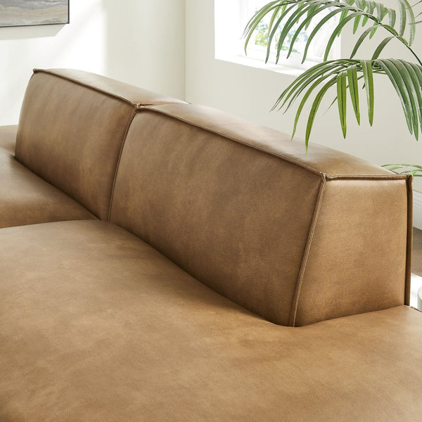 Modway Furniture Restore Modway Two Piece Vegan Leather Modular Loveseat with French Piping Detail Toast EEI-7424-TST