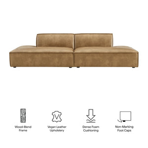 Modway Furniture Restore Modway Two Piece Vegan Leather Modular Loveseat with French Piping Detail Toast EEI-7424-TST