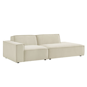 Modway Furniture Restore Modular Loveseat with Performance Upholstery French Piping and Pocket Coil Seating Ecru EEI-7425-ECR