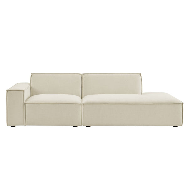Modway Furniture Restore Modular Loveseat with Performance Upholstery French Piping and Pocket Coil Seating Ecru EEI-7425-ECR