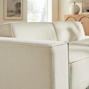 Modway Furniture Restore Modular Loveseat with Performance Upholstery French Piping and Pocket Coil Seating Ecru EEI-7425-ECR