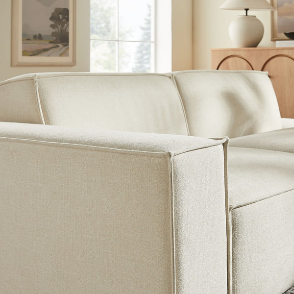 Modway Furniture Restore Modular Loveseat with Performance Upholstery French Piping and Pocket Coil Seating Ecru EEI-7425-ECR