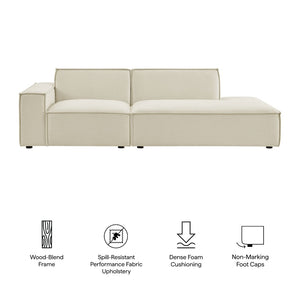 Modway Furniture Restore Modular Loveseat with Performance Upholstery French Piping and Pocket Coil Seating Ecru EEI-7425-ECR