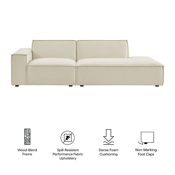 Modway Furniture Restore Modular Loveseat with Performance Upholstery French Piping and Pocket Coil Seating Ecru EEI-7425-ECR