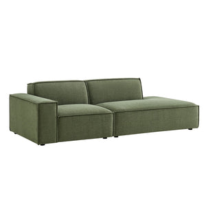 Modway Furniture Restore Modular Loveseat with Performance Upholstery French Piping and Pocket Coil Seating Foliage EEI-7425-FOL