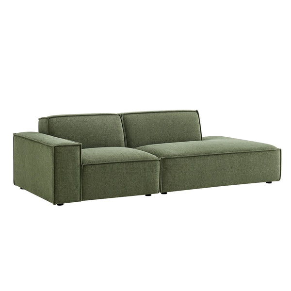 Modway Furniture Restore Modular Loveseat with Performance Upholstery French Piping and Pocket Coil Seating Foliage EEI-7425-FOL