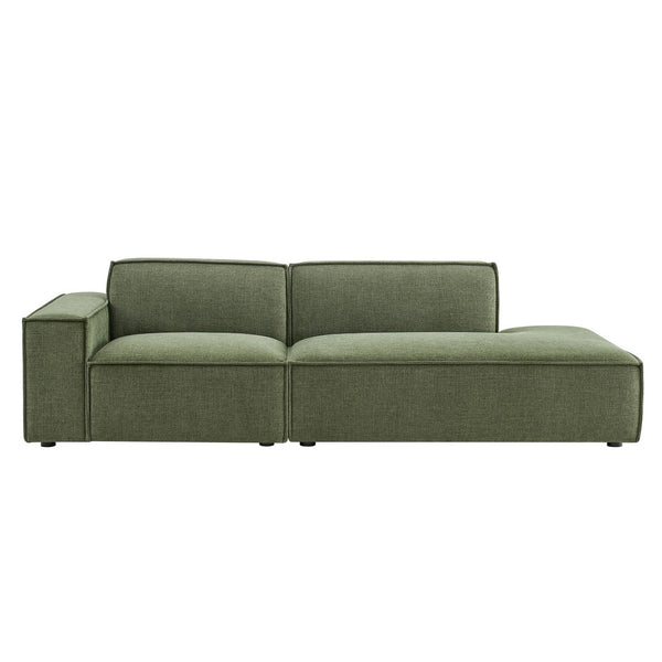 Modway Furniture Restore Modular Loveseat with Performance Upholstery French Piping and Pocket Coil Seating Foliage EEI-7425-FOL