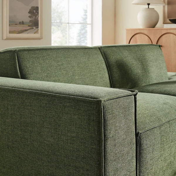 Modway Furniture Restore Modular Loveseat with Performance Upholstery French Piping and Pocket Coil Seating Foliage EEI-7425-FOL