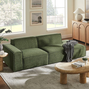 Modway Furniture Restore Modular Loveseat with Performance Upholstery French Piping and Pocket Coil Seating Foliage EEI-7425-FOL