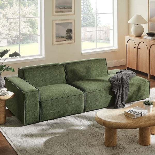 Modway Furniture Restore Modular Loveseat with Performance Upholstery French Piping and Pocket Coil Seating Foliage EEI-7425-FOL