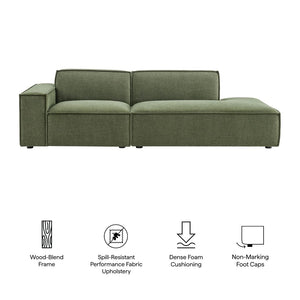 Modway Furniture Restore Modular Loveseat with Performance Upholstery French Piping and Pocket Coil Seating Foliage EEI-7425-FOL