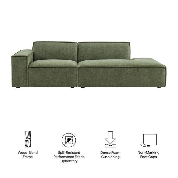 Modway Furniture Restore Modular Loveseat with Performance Upholstery French Piping and Pocket Coil Seating Foliage EEI-7425-FOL