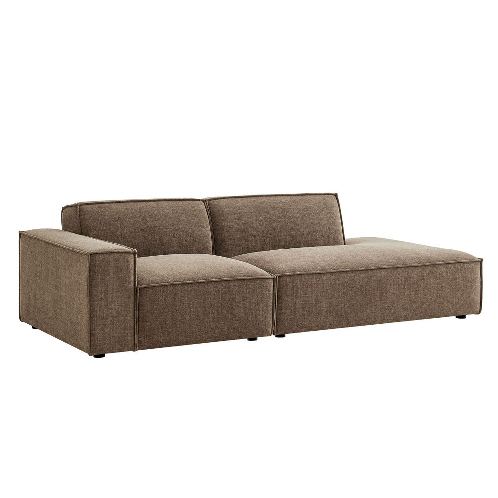 Modway Furniture Restore Modular Loveseat with Performance Upholstery French Piping and Pocket Coil Seating Mocha EEI-7425-MOC