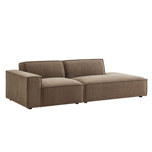 Modway Furniture Restore Modular Loveseat with Performance Upholstery French Piping and Pocket Coil Seating Mocha EEI-7425-MOC