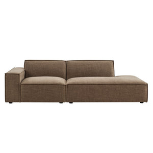 Modway Furniture Restore Modular Loveseat with Performance Upholstery French Piping and Pocket Coil Seating Mocha EEI-7425-MOC