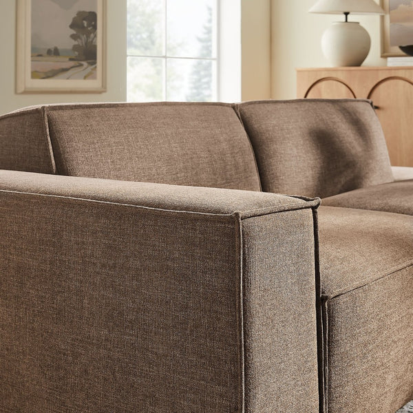 Modway Furniture Restore Modular Loveseat with Performance Upholstery French Piping and Pocket Coil Seating Mocha EEI-7425-MOC
