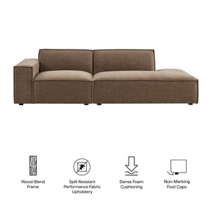 Modway Furniture Restore Modular Loveseat with Performance Upholstery French Piping and Pocket Coil Seating Mocha EEI-7425-MOC