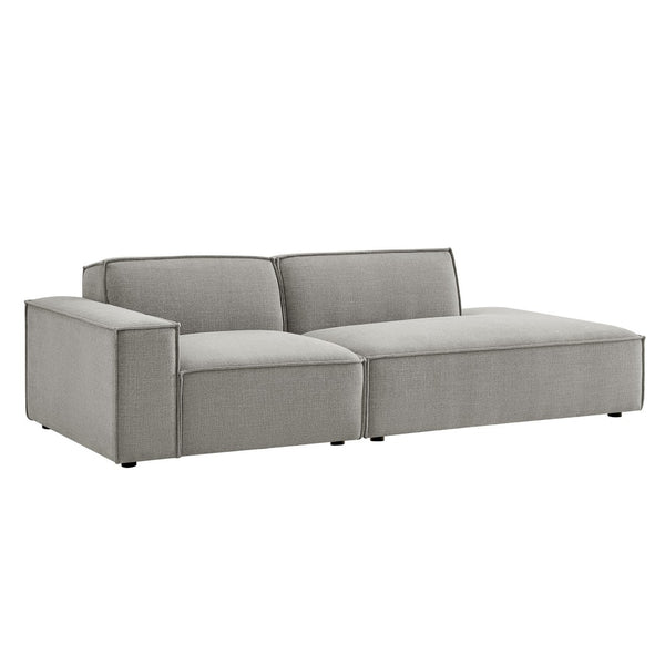 Modway Furniture Restore Modular Loveseat with Performance Upholstery French Piping and Pocket Coil Seating Pewter EEI-7425-PEW