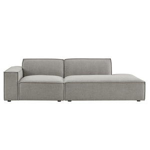 Modway Furniture Restore Modular Loveseat with Performance Upholstery French Piping and Pocket Coil Seating Pewter EEI-7425-PEW