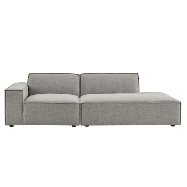 Modway Furniture Restore Modular Loveseat with Performance Upholstery French Piping and Pocket Coil Seating Pewter EEI-7425-PEW