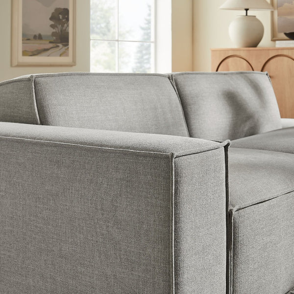 Modway Furniture Restore Modular Loveseat with Performance Upholstery French Piping and Pocket Coil Seating Pewter EEI-7425-PEW