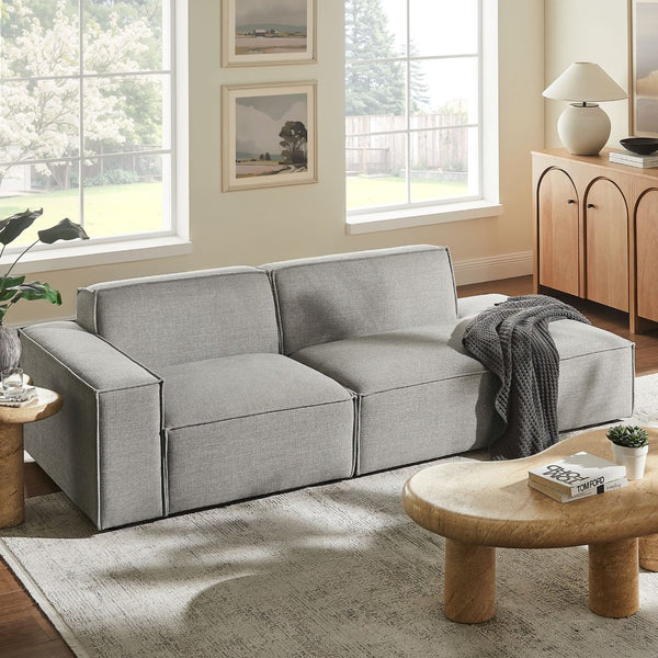 Modway Furniture Restore Modular Loveseat with Performance Upholstery French Piping and Pocket Coil Seating Pewter EEI-7425-PEW