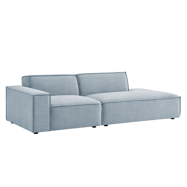 Modway Furniture Restore Modular Loveseat with Performance Upholstery French Piping and Pocket Coil Seating Sky EEI-7425-SKY