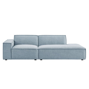 Modway Furniture Restore Modular Loveseat with Performance Upholstery French Piping and Pocket Coil Seating Sky EEI-7425-SKY