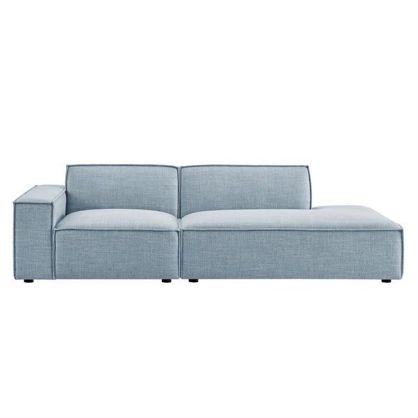 Modway Furniture Restore Modular Loveseat with Performance Upholstery French Piping and Pocket Coil Seating Sky EEI-7425-SKY