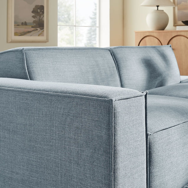 Modway Furniture Restore Modular Loveseat with Performance Upholstery French Piping and Pocket Coil Seating Sky EEI-7425-SKY