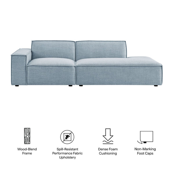 Modway Furniture Restore Modular Loveseat with Performance Upholstery French Piping and Pocket Coil Seating Sky EEI-7425-SKY